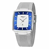 NIBOSI Herren Armbanduhr Herrenuhren luxuriös militärisch wasserdicht Quarz analog quadratisch Armbanduhr für Männer mit Edelstahl Mesh Armband Datumskalender,Silberblau
