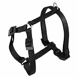 Ferplast Hundegeschirr Kleine Hunde Champion S, Katzengeschirr an 3 Punkten verstellbar, einfach zu tragen, Brustumfang 30–46 cm. Schwarz