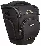 Amazon Basics Holster SLR Schultertasche für Kamera-Körper und Objektiv, Abnehmbarer Gurt, wasserdicht, stoßfest, gepolstert, Einfarbig, Zubehörtasche - Schwarz