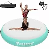 FBSPORT Airspot, 20CM Höhe Airtrack Matte, Durchmesser 100CM Aufblasbare Tumbling Matte, Trainingsmatte mit Pumpe, Aufblasbare Gymnastikmatte, Turnmatte