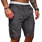 Cindeyar Herren Shorts Sommer Chino Jeans Kurze Hosen Stretch Jogger Cargo Shorts Slim-Fit (XL, 175Dunkelgrau)