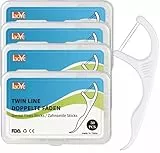 200 PCS Zahnseide TWIN LINE Zahnseide Sticks Dental Floss Picks 4X Effektive Zahnreinigung Zahnzwischenräume Doppelfäden Zahnseidestick mit Zahnstocher - Zur Entfernung von Plaque und Speiseresten