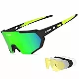 X-TIGER Fahrradbrille, Herren Damen Sportbrille, UV400 mit 5 Wechselgläser,Starker TR90 Frame, mit Montierbarem Brillenband & Ohrhaken, Outdoor-Sport/Radfahren/Laufen/Autofahren/Angeln/Golf