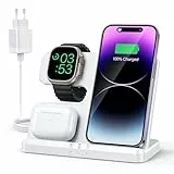 JARGOU 3 in 1 Apple Ladestation, Ladestation für Apple Watch und iPhone, Wireless Charger für iPhone 17 16 15 14 13 12 11 Pro Max, für Apple Watch 11/Ultra 3/10/9/8/7/6/SE/AirPods Pro 4 3 2
