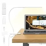 Mojimdo Schreibtischlampe 77 LED mit Fernbedienung [Beeindruckende Lichtleistung] 40CM Klemmlampe, 3 Farben & 10 Helligkeitsstufen, 360° Flexibel mit USB-Ladegerät