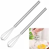 keyxer 2 Stück Klein Mini Schneebesen, Mini Rührbesen, Kleiner Schneebesen, Silber, Edelstahl, 26,5 × 2,5 cm, 30 g