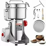 VEVOR Elektrische Getreidemühle, 1000 g, Hochgeschwindigkeits-Gewürzmühle mit 3000 W, gewerbliche Gewürzmühle, Pulverisiermaschine aus Edelstahl, für trockene Körner, Gewürze, Müsli, Kaffee, Mais
