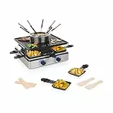 Princess Raclette und Fondue 5-in-1, 8 Personen, Doppelte Thermostate, 1,3 L Fonduetopf, PFAS-frei, Abnehmbare Teile, 31×31 cm Grillplatte, 1800 W, 162670