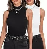 Irevial Damen Rollkragenpullover Rolli Top Elegant Rollkragenshirt Ärmellos Dünn Leicht Rollkragen Stretch Unterziehrolli Basic Tops Slim Fit Gerippt Weste