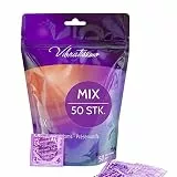 VIBRATISSIMO Kondome Mix 50er Pack gemischt | gefühlsecht & extra feucht | Beutel dünne Wandstärke & Aromatisiert | hauchzart genoppt & gerippt | Naturkautschuklatex