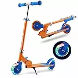 TENBOOM Tretroller für Kinder, 3–8 leuchtende Räder, 3 verstellbare Höhen, Kinderroller mit Ständer, leicht, faltbar, für Jungen und Mädchen