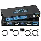 CMSTEDCD 8K60Hz Displayport KVM Switch 2 PC 1 Monitore 4K@120Hz KVM-Switches für Zwei Computer Teilen Ein Monitor und 4 USB-Geräte mit 2 USB 3.0 Kabeln und Desktop-Controller