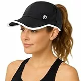TOP-EX Cooling Baseball Caps für Damen Pferdeschwanz, Sommer UPF 50 Sun Basecap Damen UV Schutz mit Mesh für Running Training, Wasserdicht, Atmungsaktiv, Faltbar, Schwarz-weißem Rand S/M