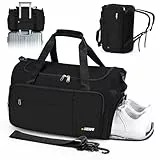 HENMI Sporttasche & Reisetasche für Herren und Damen, 43L Groß gymbag mit Schuhfach und Nassfach, Faltbare Gym Tasche für Sport und Travel, Sport Tasche, Trainingstasche, Gym Tasche (Schwarz)