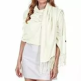 Abeillo Pashmina-Wickeltücher für Damen – eleganter Pashmina-Schal, luxuriöse Schals für Frauen, Hochzeiten, Abendkleider, Cream, Large