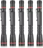 MODOAO LED-Taschenlampe, Mini wasserdicht, zoombare Taschenlampe, kompakte Taschenlampe mit Clip, Camping, Zuhause, Wandern, Inspektion, Arbeit, Notfall-Taschenlampe (5 Pack)