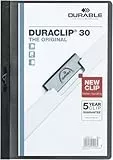 Durable Klemm-Mappe Duraclip Original 30 (Dokumentenmappe A4 für 1-30 Blatt), Klemmappe A4, 25 Stück, schwarz, 220001
