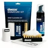 SHOOZAS - Kit zur Schuhreinigung - Schaumreiniger, Wasserdichte Matte, Bürste und Mikrofasertuch - Ideal für Leder, Gummi, Kunststoff und Sohlen - Ohne Wasser, Schnelltrocknend
