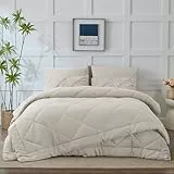 WAVVE Bettdecke 135x200 4 Jahreszeiten 2 teilig - Ganzjahresdecke 135x200cm 300gsm+ Sommerdecke 135 x 200 150gsm＝Winterdecke 450gsm, Steppdecke 200x135 für Vierjahreszeiten/Sommer/Winter,Beige