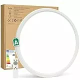 Bowfar LED Deckenleuchte Effizienzklasse A, 24W 5280LM Deckenlampe Dimmbar 3000K-6500K, IP54 Ultra Dünn Badezimmer Lampe mit Fernbedienung für Wohnzimmer Küche Balkon Büro Schlafzimmer Ø60*2.5CM