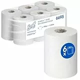 Scott Essential Slimroll Rollenhandtücher, 1-lagige Rollenpapiertücher, EU-Ecolabel zertifiziert, weiße Papiertuchrollen mit Airflex Technologie, 6 x 190 m, (insges. 1.140 m), Artikel-Nr. 6695