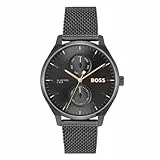 BOSS Multi Zifferblatt Quarz Uhr für Herren Kollektion Tyler mit Schwarzes Edelstahl-Mesh-Gliederarmband - 1514105