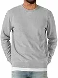 Runcati Herren Sweatshirt Langarm Rundhals Pullover Männer Einfarbig Langarmshirt Basic Freizeit Sport Oberteile Grau XL