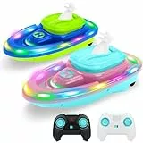 FORMIZON Ferngesteuertes Boot, RC Boot mit Wasserspritzfunktion, Wasserdichter Luftkissenboot ferngesteuert, Fernbedienung U-Boot mit Licht und 360° Rotation für Kinder ab 6 Jahren (Rosa und Blau)