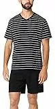 Ladeheid Herren Schlafanzug kurz aus Baumwolle LA40-223 (Schwarz Weiß, M)