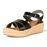 Amazon Essentials Damen Flache Espadrille-Sandale, Schwarz, 38.5 EU