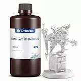 ANYCUBIC Wasser Waschbares Resin 2.0, 3D Drucker Harz Wasserlöslich, UV-Resin 405nm Standard Photopolymer Harz, Geringer Geruch, Geeignet für 4/6/8K LCD 3D-Drucker (Weiß,1000g)