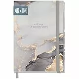 paper&you® Adressbuch A6+ mit Register A-Z und 120 g/m² Premium-Papier 'Grey Marble' Buch für Kontakte, Geburtstage & Passwörter - nachhaltig & klimafreundlich