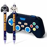 Puckator Inkredible Gamer Schreibwaren Set | Game Controller Federmäppchen mit löschbaren Clicker Game Controller Stiften | Lustiges Neuheit Geschenkset | Packung mit 2 Stiften + Federmäppchen