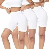 IceReco 3er Pack Radlerhose Damen Kurz für Kleid Shorts Sommer Kurze Boxershorts Leggings Sporthose Weiß Blickdicht Laufhose Trainingshose Reibungslos Outdoor Biker Unterhosen Fahrradhose Fahrrad XL