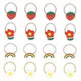 HAMPPLIES 16 Stück Haargummis Cartoon Haarbänder Leicht Haarschonend Niedliche Haarschmuck für Mädchen Junge Mädchen Dekorative Haarreifen mit Verschiedenen Früchte Designs Geschenkidee