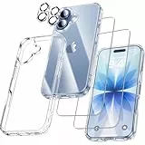 UniqueMe für iPhone 17 Hülle - Handyhülle für iPhone 17 Case, 5 in 1 Set Rundumschutz Schutzhülle Cover, 1 Handyhülle & 2 Schutzfolie & 2 Kameraschutz - Transparent