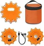 3 Stück Wiederaufladbar Warnleuchten, Rundumleuchte LED Warnblinkleuchte mit Magnetfuß und Haken, 9 Blinkmodi, Notbeleuchtung Warnlampe Panne für Boot Schiff PKW LKW RV Camping Bergsteigen Wandern