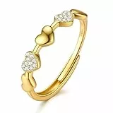 JeweBella Ring Silber 925 Damen Verstellbar Herzring Stapeln Daumenringe Zirkonia Ringe Frauen Eheringe Verlobungsring Trauringe Gold Rosegold Silber Ring für Damen Schmuck