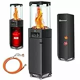 KESSER® Heizstrahler Gas Terrassenheizstrahler Gasheizungen Gasheizstrahler Gasheizer inkl. Schutzhülle Outdoor-Heizung Mobiler Heizpilz Flammenheizer, Pyramide Terrassenheizer, mit Bodenrollen