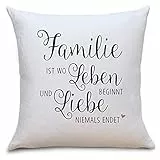 OWLBOOK Familie ist Flauschige Kissenhülle mit Sprüchen Geschenke Geschenkideen für Deine Eltern zum Geburtstag