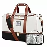 LOVEVOOK Weekender Reisetasche Damen, 37L Travel Duffle Bag Reisetaschen mit Kulturtasche, Schuhfach & Nassfach, Wasserdicht Sporttasche Gym Yoga Bag, Handgepäck Tasche für Sport Reise Flugzeug