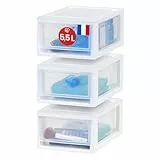 Iris Ohyama, Kunststoff-Aufbewahrungsschublade, Stapelbar, Weiß, 7L, 3er Set, Multifunktional, Sichtbarer Inhalt, für Lebensmittel, Bad, Spielzeug, Büro, Truhe, Organizer, BPA frei, MSD-1