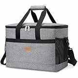 Lifewit 30L 50 Dosen Kühltasche Groß faltbar Kühlkorb Kühlbox Isoliertasche Thermotasche Picknicktasche für Lebensmitteltransport, Grau