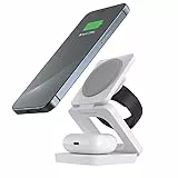 Technaxx 3-in-1 Faltbare Ladestation TX-316 – Kabelloses Schnellladen für iPhone, Apple Watch&AirPods – Magnetisch Wireless Charger Stand, 15W Handy, 3W Kopfhörer, 2W Watch, Reise Ladegerät mit Kabel