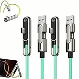 Growalleter 2-in-1 Ladekabel mit unsichtbarer Halterung und faltbarem Ständer, 240 W Schnellladefunktion, 1,5 m USB-C-Kabel, seitliches Ladegerät für Smartphones, Tablets, Gaming-Geräte (2pcs)