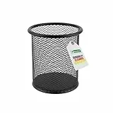 D.RECT Metall Stifteköcher | Stiftehalter rund aus Drahtmetall | Mesh Multifunktions Becher für Kugelschreiber Ø91 mm Schwarz