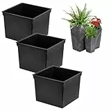 Set mit 3 schwarzen Topfeinsätzen aus Kunststoff 8 L Maße 22x22x17 cm für Prosperplast-Töpfe Höhe H 42 cm -erleichtert die Kontrolle des wassergehalts im Topf