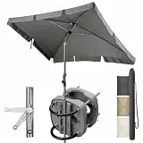 4smile SunnyShade Sonnenschirm Balkon mit Halterung im 3-er-Set, UV 50+, 200x125 cm, Anthrazit, für Balkongeländer, Sonnenschirm rechteckig, Sonnenschutz Balkon, Balkonschirm mit Sonnenschirmhalter