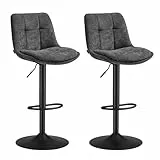 VASAGLE Barhocker 2er Set, Barstühle höhenverstellbar, drehbare Küchenhocker, mit Rückenlehne und Fußstütze, Esszimmer, Theke, Stahl, schiefergrau LJB195G02