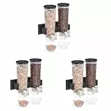 Relaxdays Müslispender doppelt, Wandmontage, für Müsli, Cornflakes, Süßigkeiten, Cerealienspender, Kunststoff, schwarz, 1 Stück (Packung mit 3)